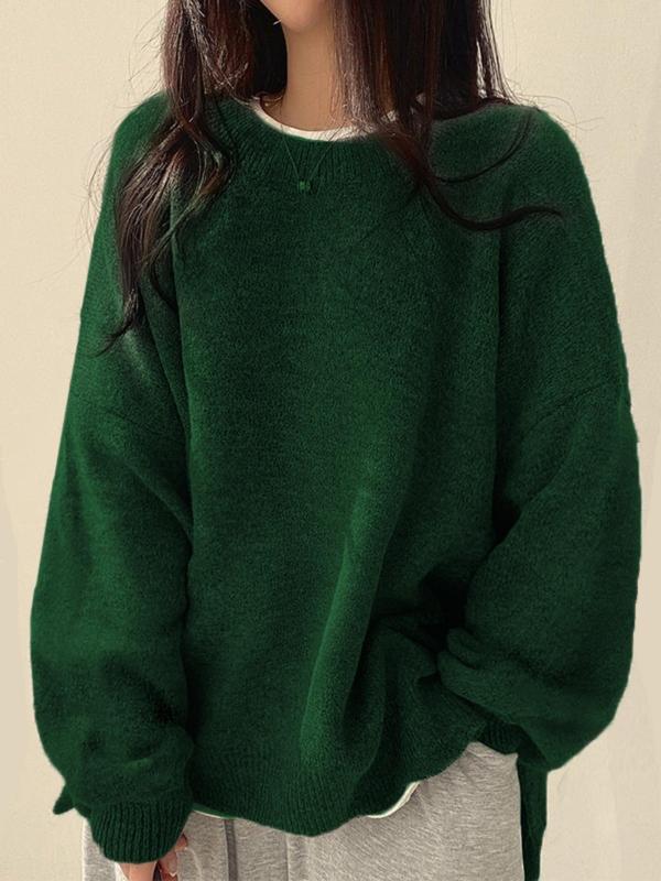 Damen Sweatshirt mit Schulterausfall zum Kombinieren in Dunkelgrün