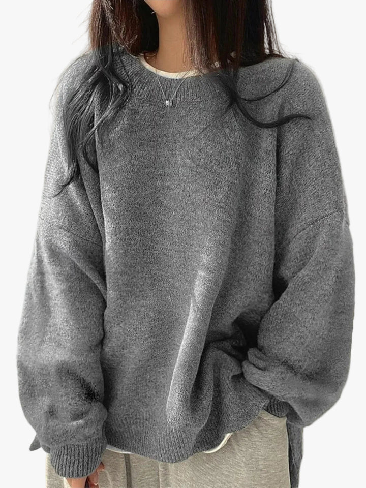 Damen Sweatshirt mit Schulterausfall zum Kombinieren in Grau