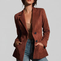 Katharina | Damen Taillierter Braun-Blazer für Business und Herbst