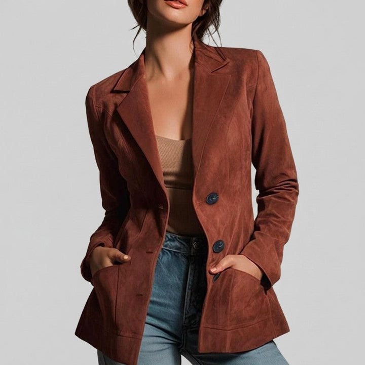 Damen Taillierter Braun-Blazer für Business und Herbst in Braun