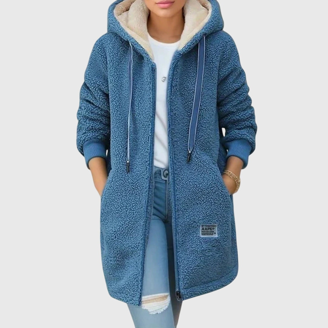 Damen Teddyjacke mit zeitlosem Herbstcharme in Blau (fast ausverkauft)