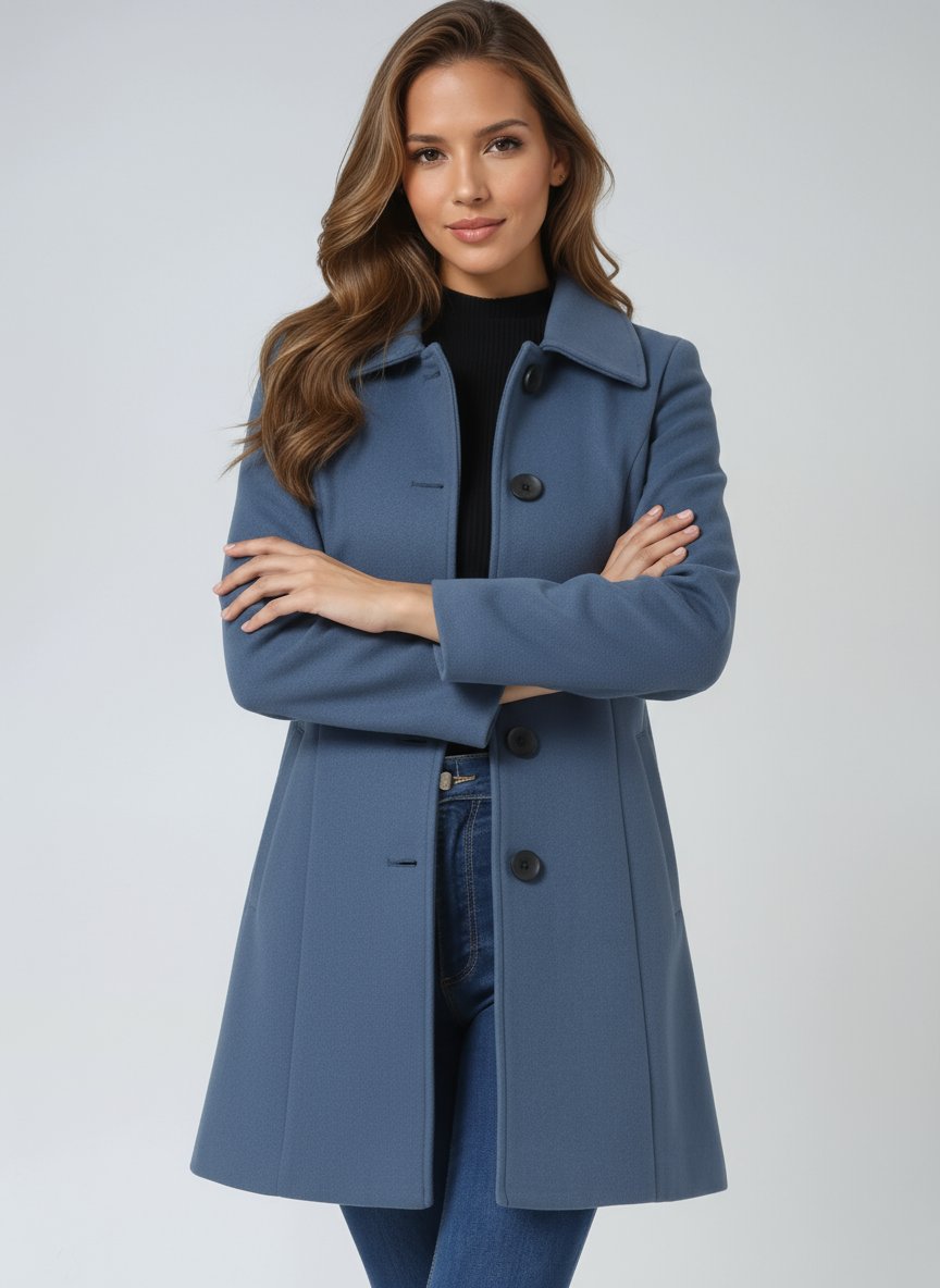 Damen Trenchcoat im klassischen Schnitt für Wintertage in Hellblau