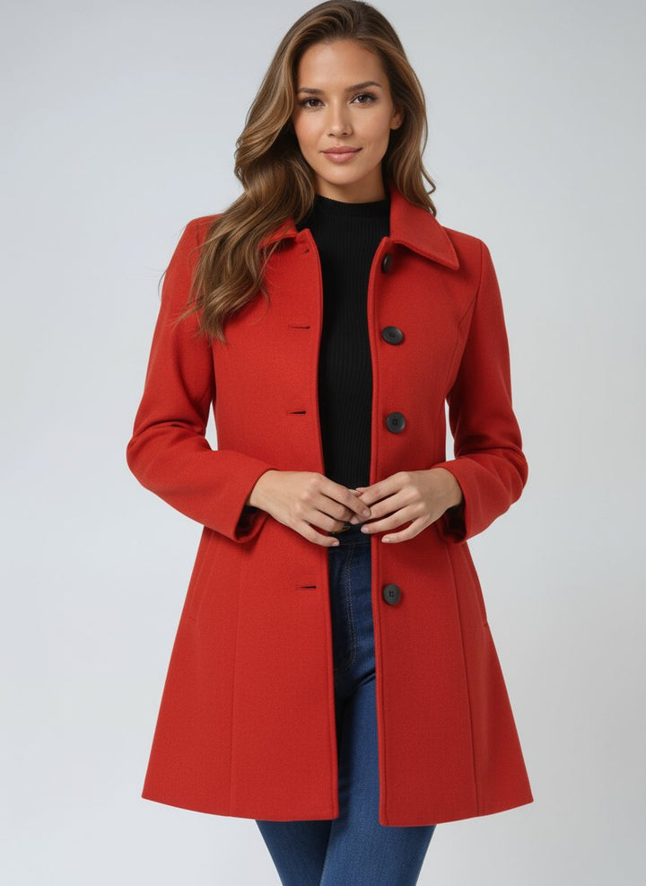 Damen Trenchcoat im klassischen Schnitt für Wintertage in Rot