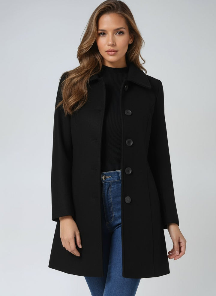 Damen Trenchcoat im klassischen Schnitt für Wintertage in Schwarz