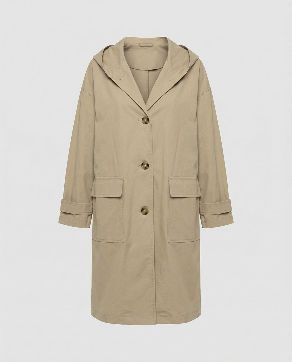 Damen Trenchcoat im klassischen Stil mit Kapuze (7)