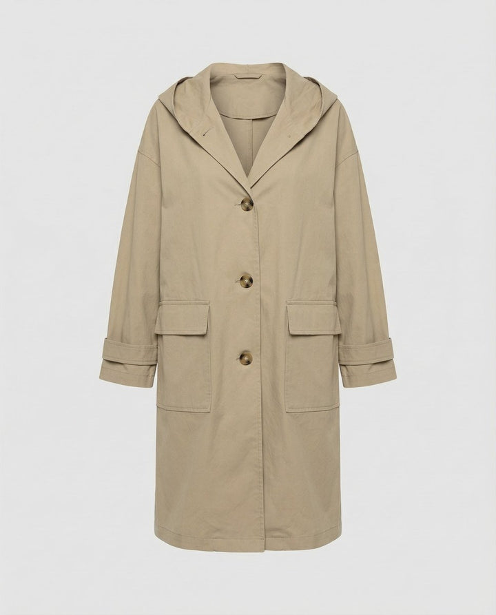 Damen Trenchcoat im klassischen Stil mit Kapuze (7)
