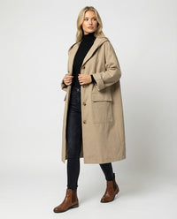 Elisa | Damen Trenchcoat im klassischen Stil mit Kapuze