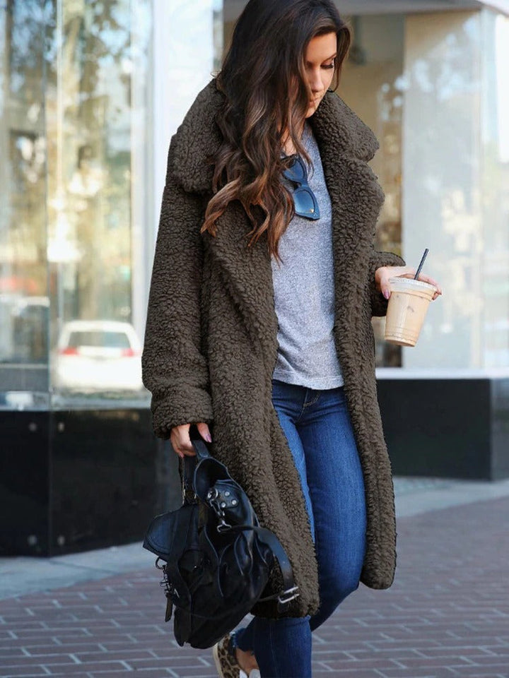 Damen Trenchcoat im Teddy-Stil für den Winter (5)