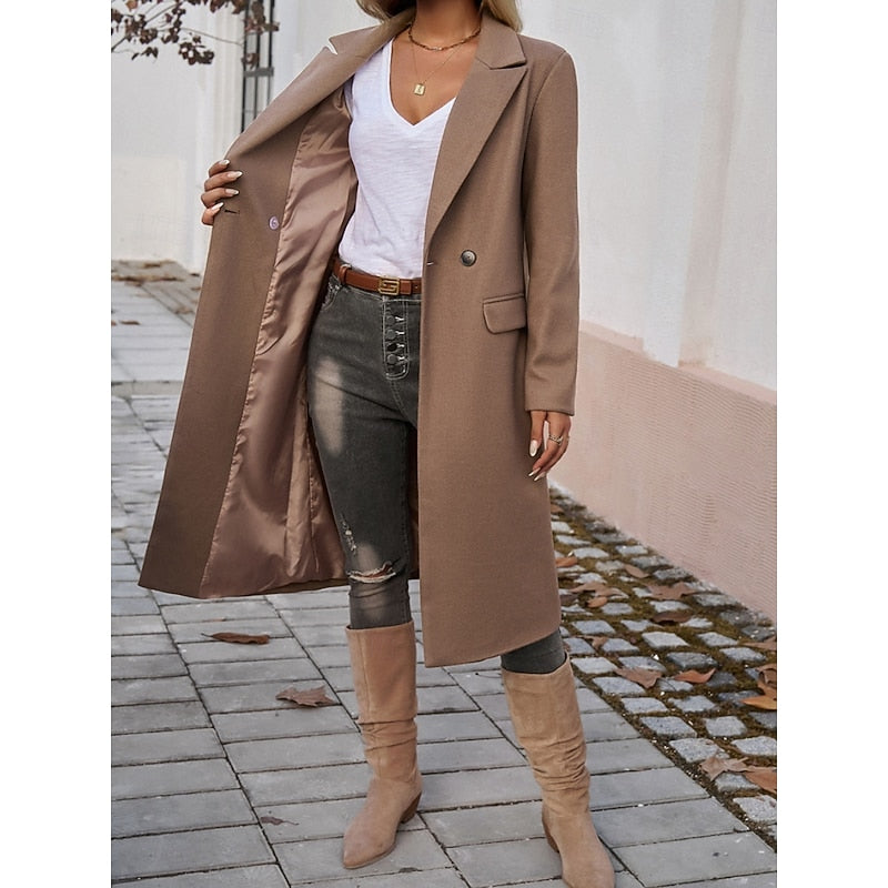 Damen Trenchcoat Klassisch Elegant Zeitlos in Braun