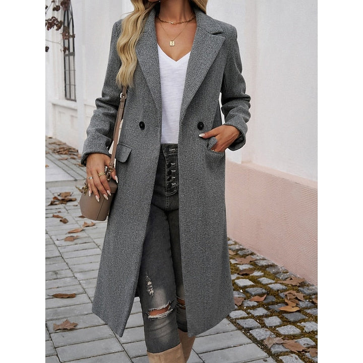 Damen Trenchcoat Klassisch Elegant Zeitlos in Dunkelgrau 2