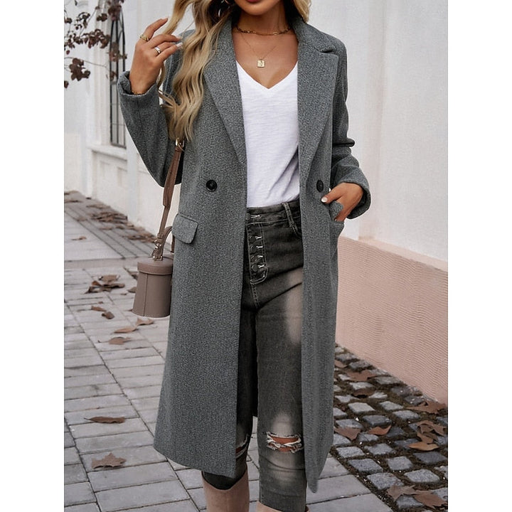 Damen Trenchcoat Klassisch Elegant Zeitlos in Dunkelgrau 3