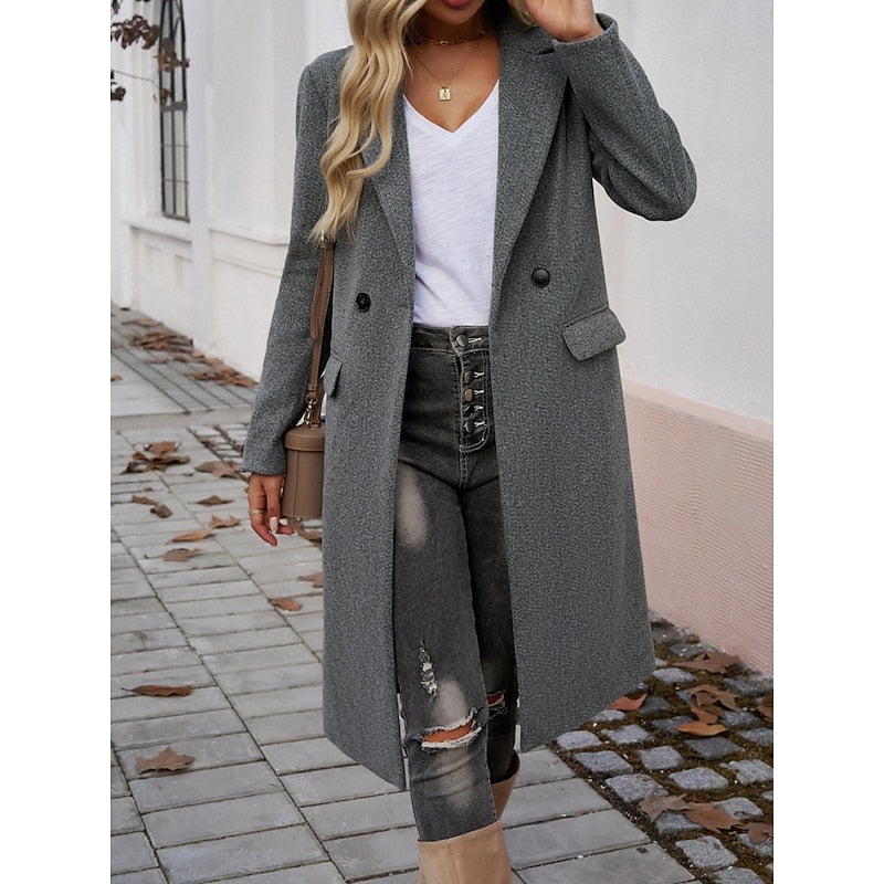 Damen Trenchcoat Klassisch Elegant Zeitlos in Dunkelgrau 4