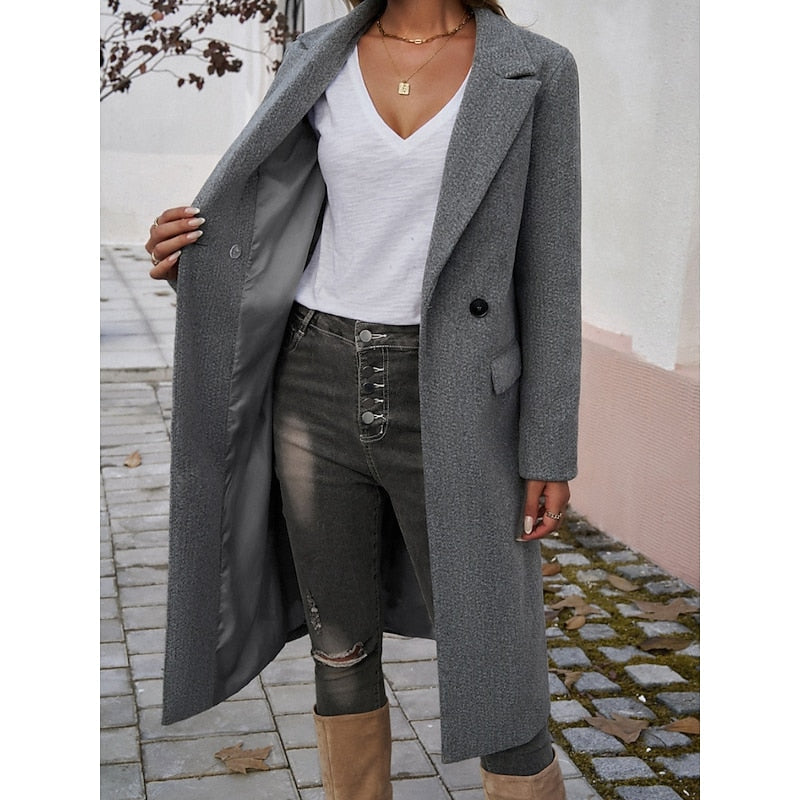 Damen Trenchcoat Klassisch Elegant Zeitlos in Dunkelgrau 5