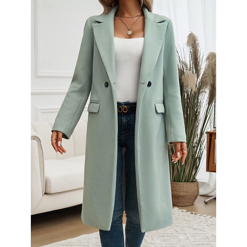 Damen Trenchcoat Klassisch Elegant Zeitlos in Grün