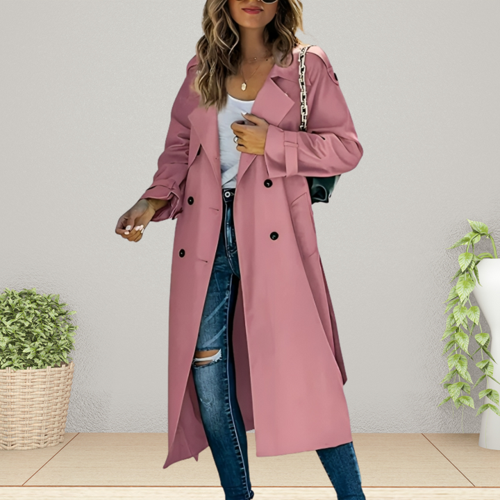 Damen Trenchcoat klassisch für den Herbst in Rosa