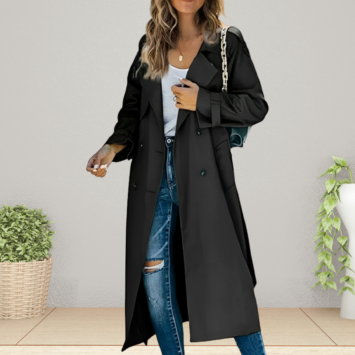 Damen Trenchcoat klassisch für den Herbst in Schwarz