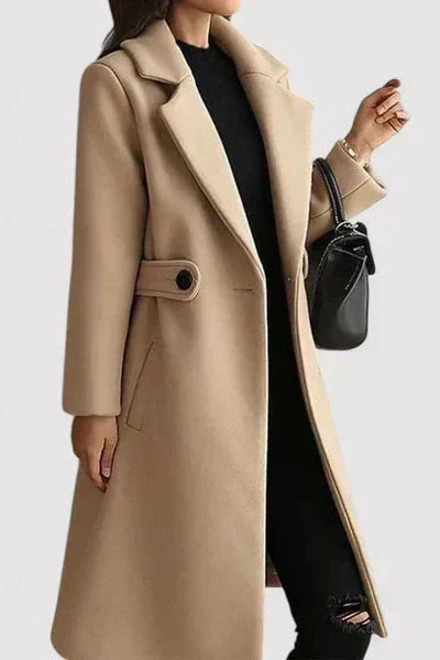 Damen Trenchcoat mit klassischem Gürtel aus Wolle in Beige 2