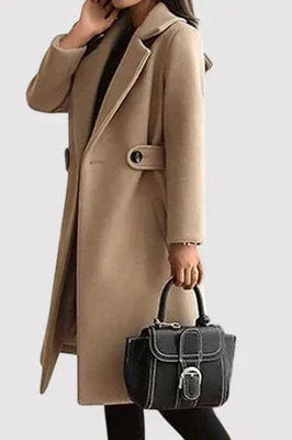 Damen Trenchcoat mit klassischem Gürtel aus Wolle in Beige 3
