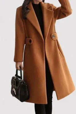 Damen Trenchcoat mit klassischem Gürtel aus Wolle in Braun