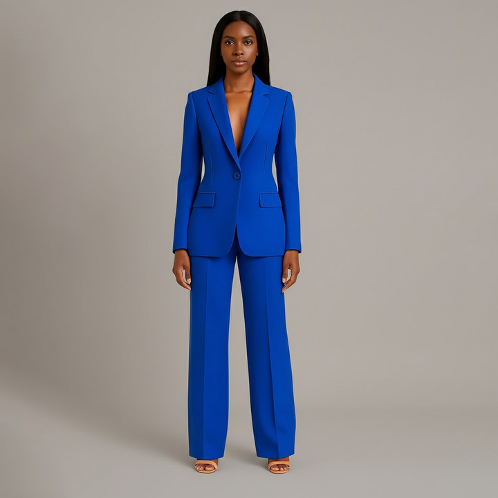 Damen Trenchcoat mit strukturierter Anzughose in Blau 1