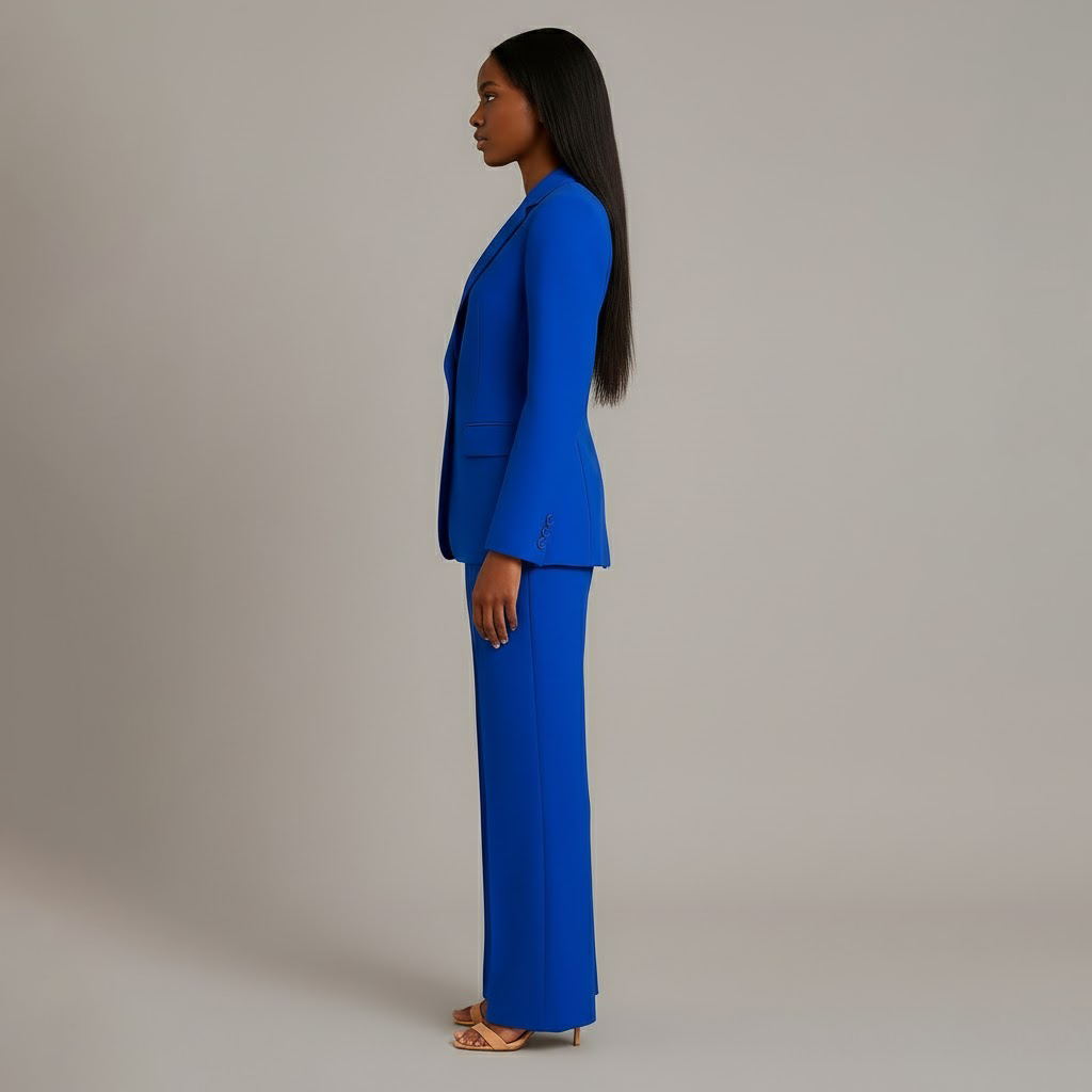 Damen Trenchcoat mit strukturierter Anzughose in Blau 2
