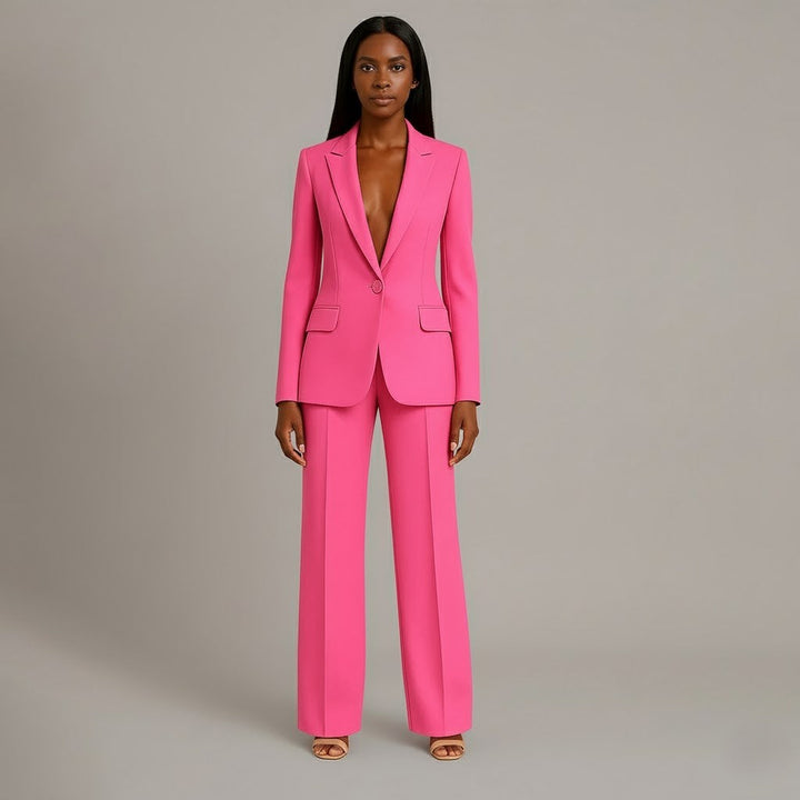 Damen Trenchcoat mit strukturierter Anzughose in Rosa 1