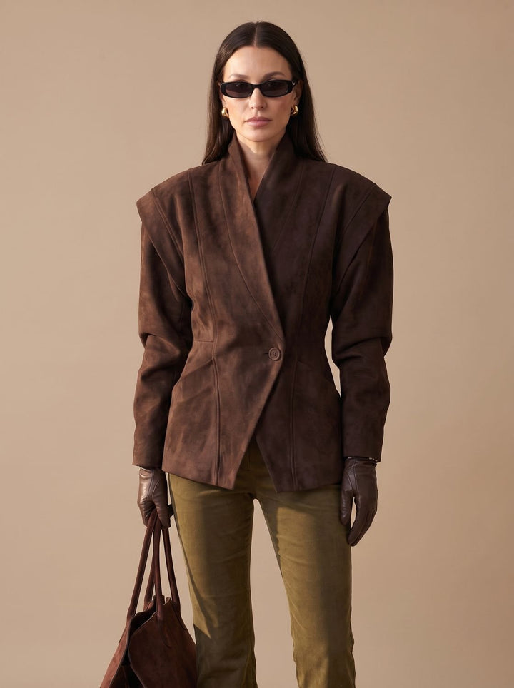 Damen Trenchcoat mit Wickelschnitt aus Kunstwild (2)