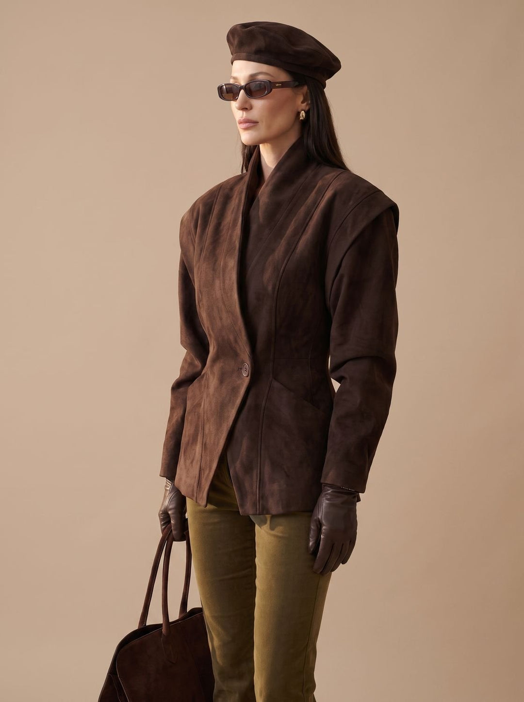 Damen Trenchcoat mit Wickelschnitt aus Kunstwild (3)