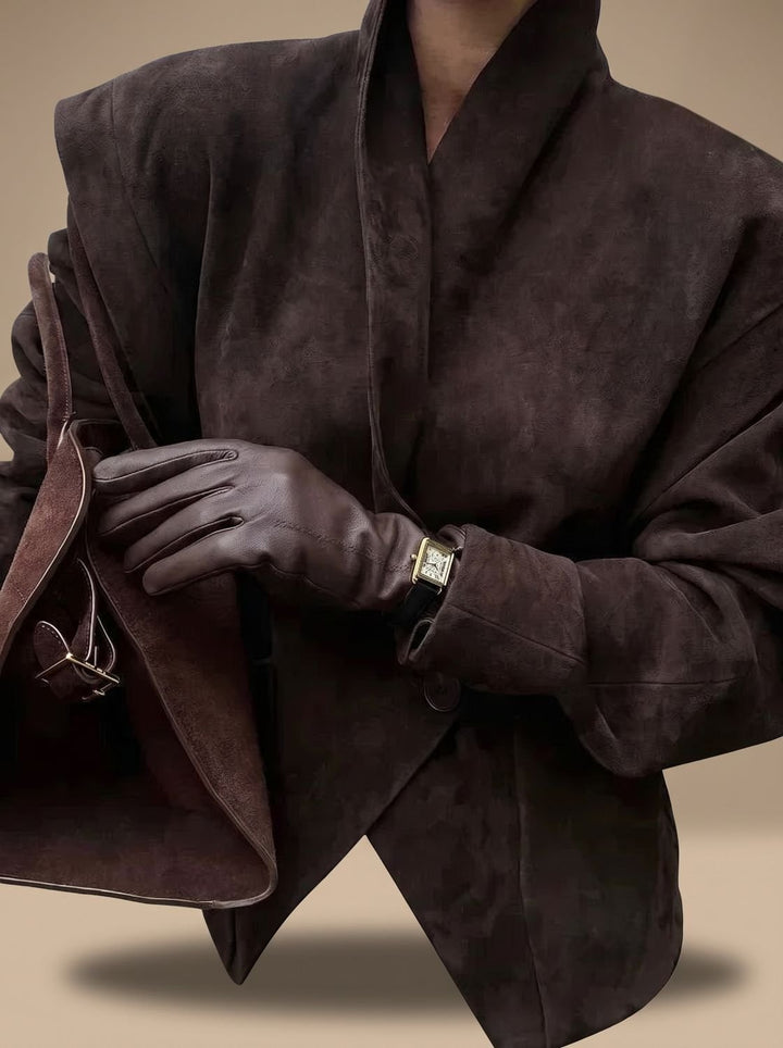Damen Trenchcoat mit Wickelschnitt aus Kunstwild (6)