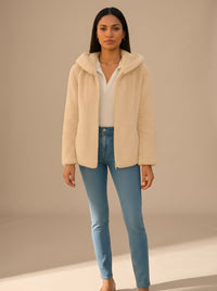 Lara | Damen Trenchcoat Oversized mit Kapuze aus Fleece