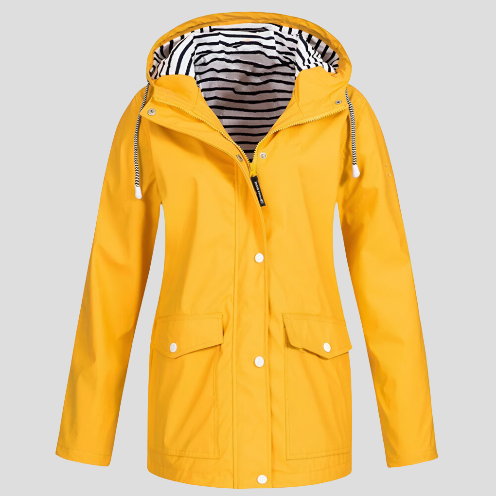 Damen Trenchcoat wasserfest mit Windschutz in Gelb