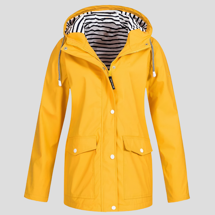 Damen Trenchcoat wasserfest mit Windschutz in Gelb