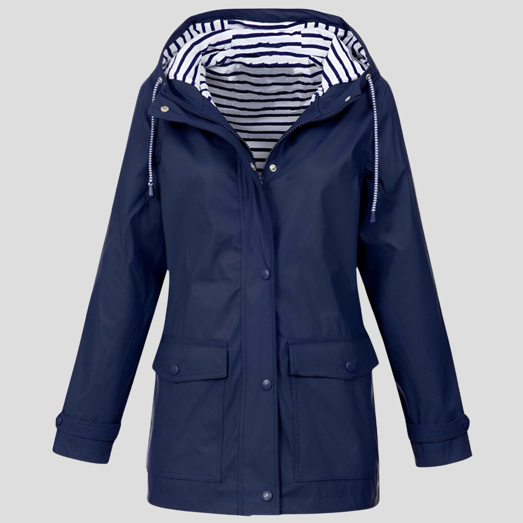 Damen Trenchcoat wasserfest mit Windschutz in Marineblau