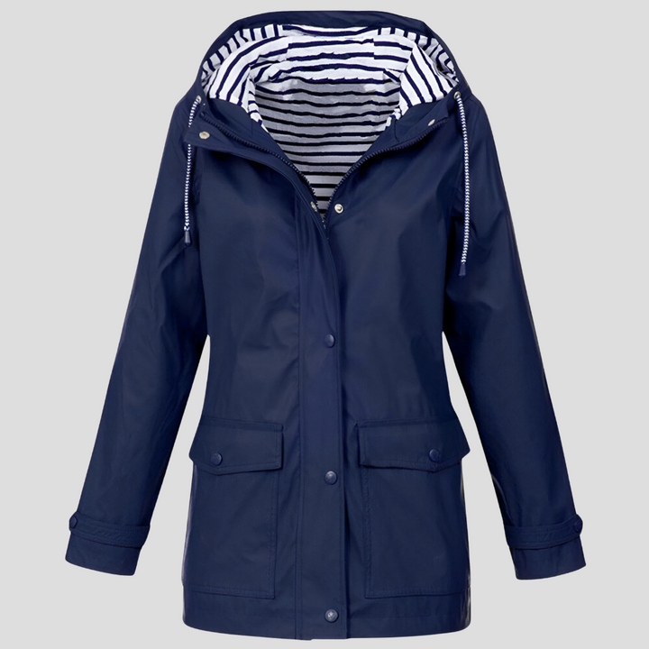 Damen Trenchcoat wasserfest mit Windschutz in Marineblau