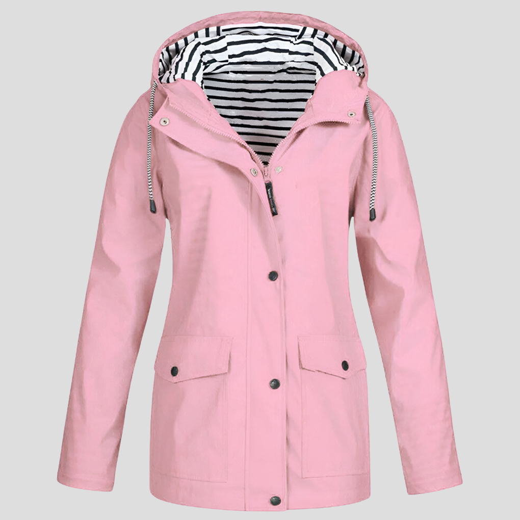 Damen Trenchcoat wasserfest mit Windschutz in Rosa