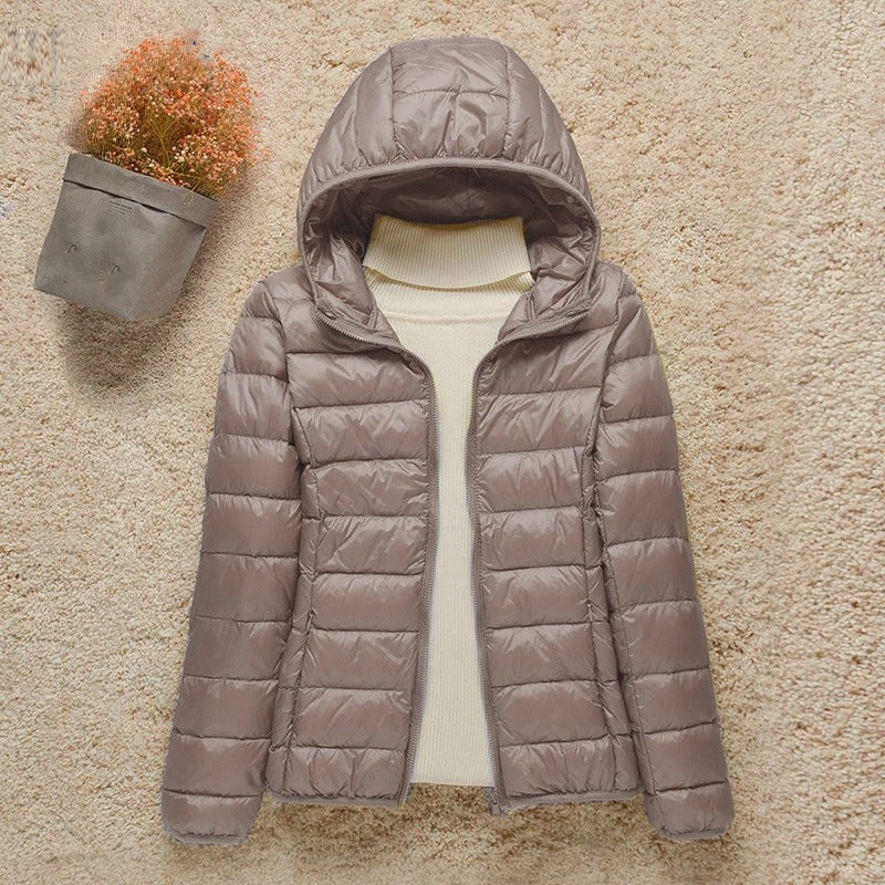 Damen Ultraleichte Daunenjacke für Herbst in Braun