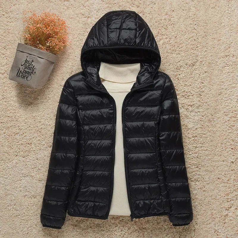 Damen Ultraleichte Daunenjacke für Herbst in Schwarz