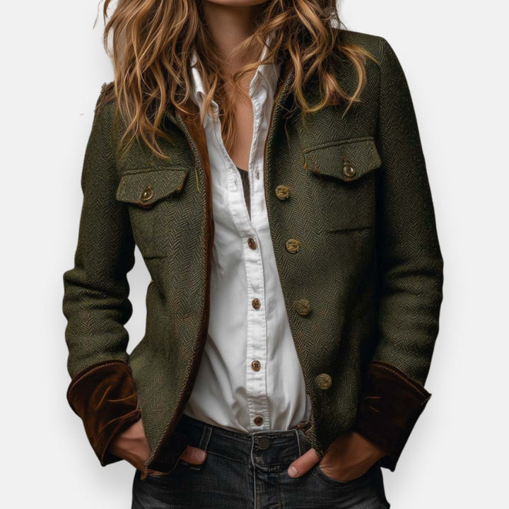 Damen Utility-Übergangsjacke für den Herbst in Armeegrün