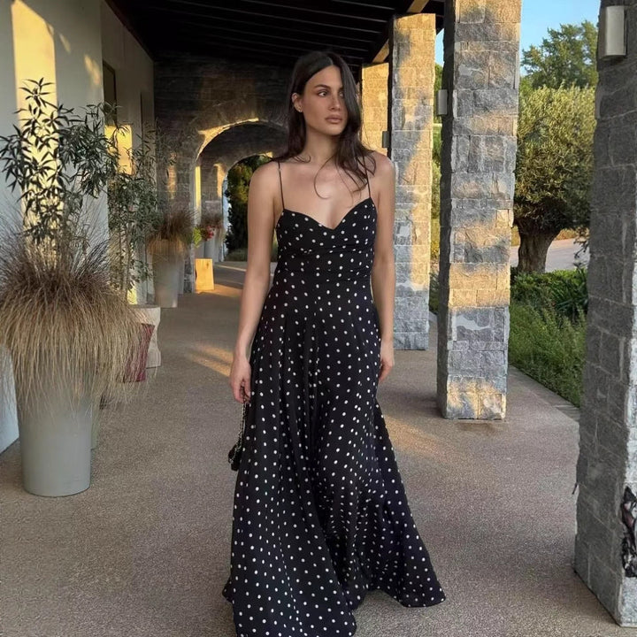 Damen Verspieltes Gepunktetes Midikleid