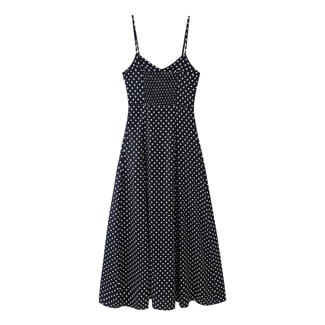 Damen Verspieltes Gepunktetes Midikleid (3)
