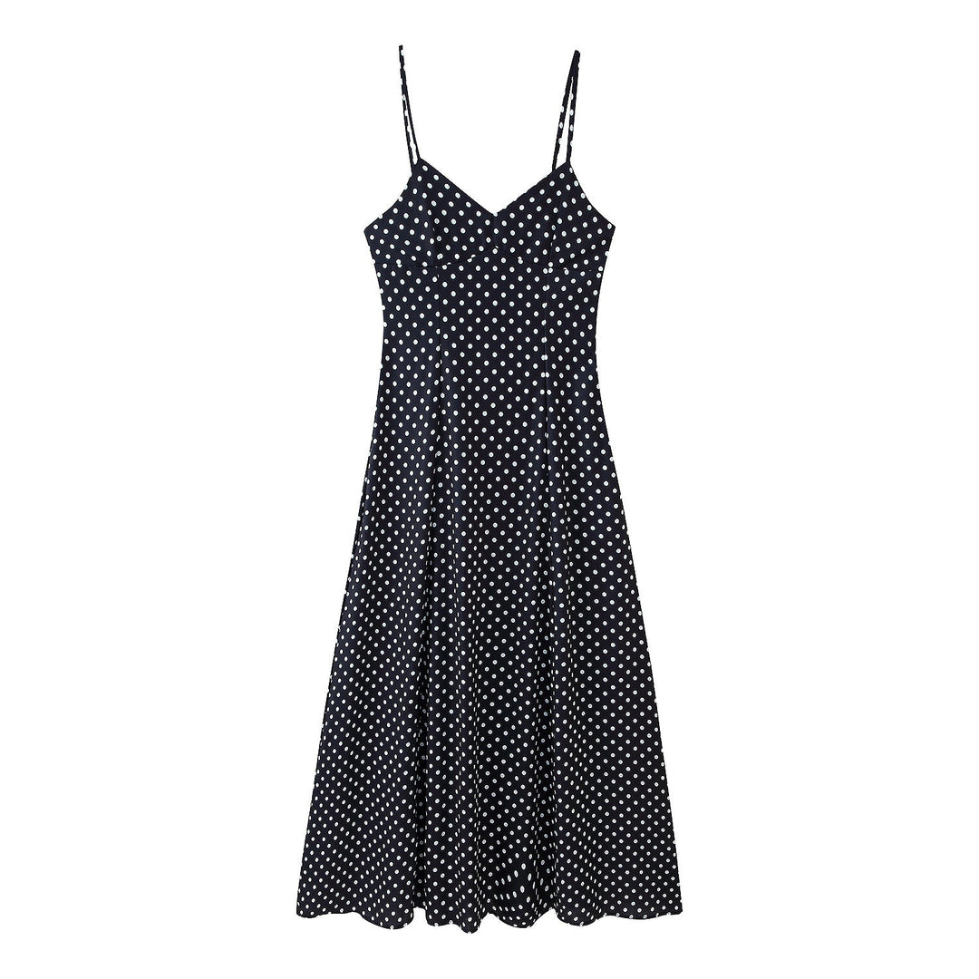 Damen Verspieltes Gepunktetes Midikleid in Robe