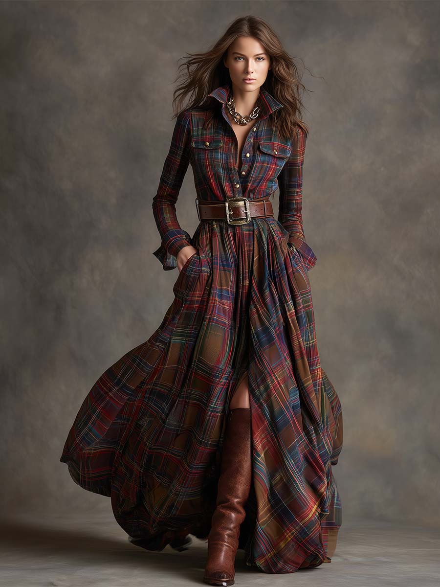 Damen Vintage Abendkleid im Karomuster (2)