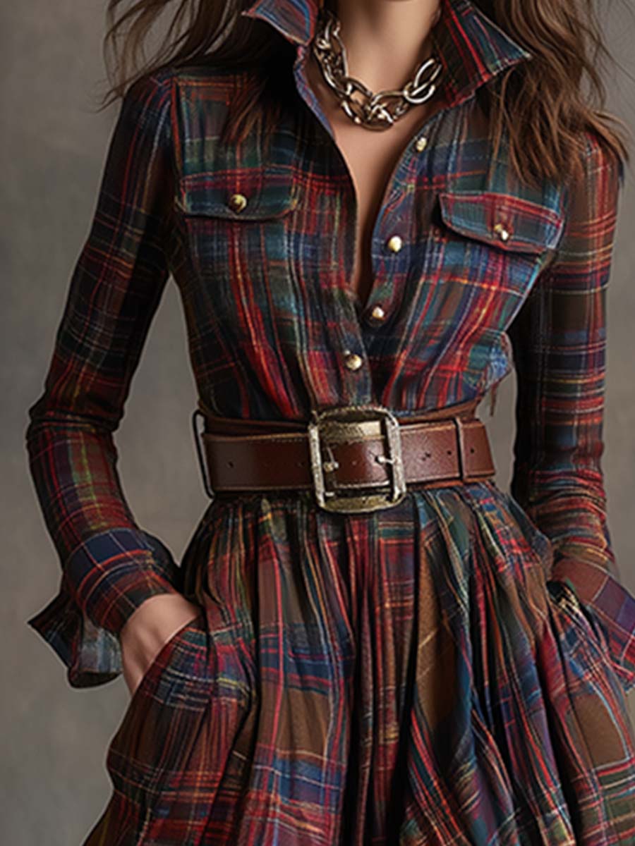 Damen Vintage Abendkleid im Karomuster (3)