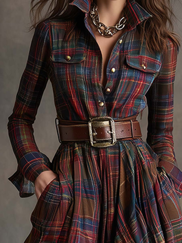 Damen Vintage Abendkleid im Karomuster (3)