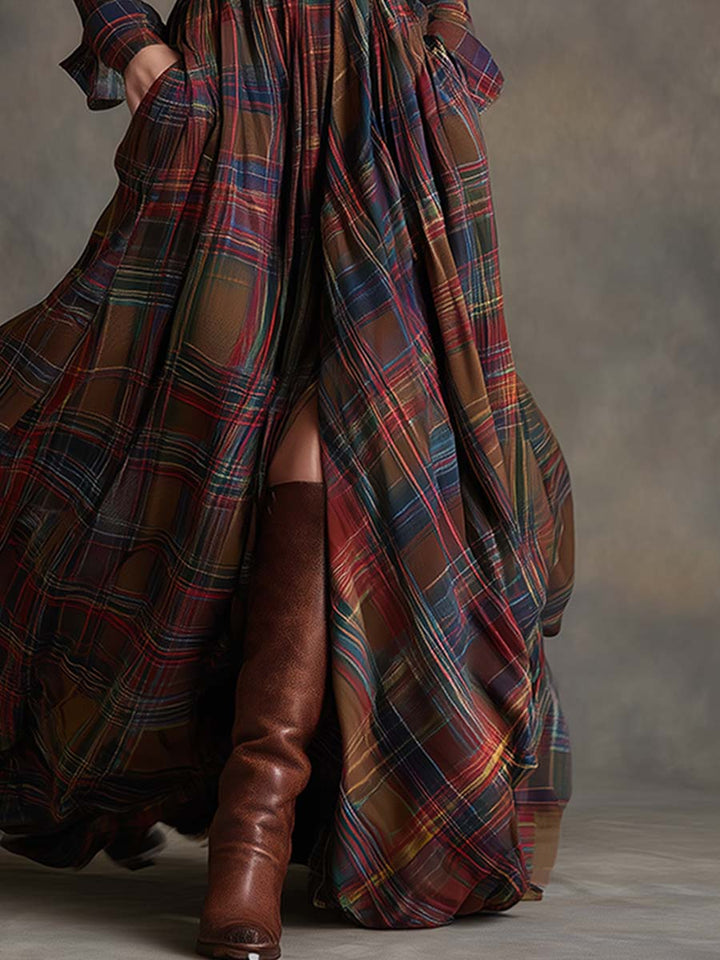 Damen Vintage Abendkleid im Karomuster (4)