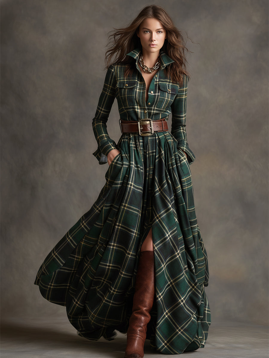 Damen Vintage Abendkleid im Karomuster (5)
