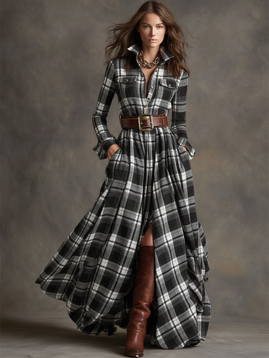 Damen Vintage Abendkleid im Karomuster (7)