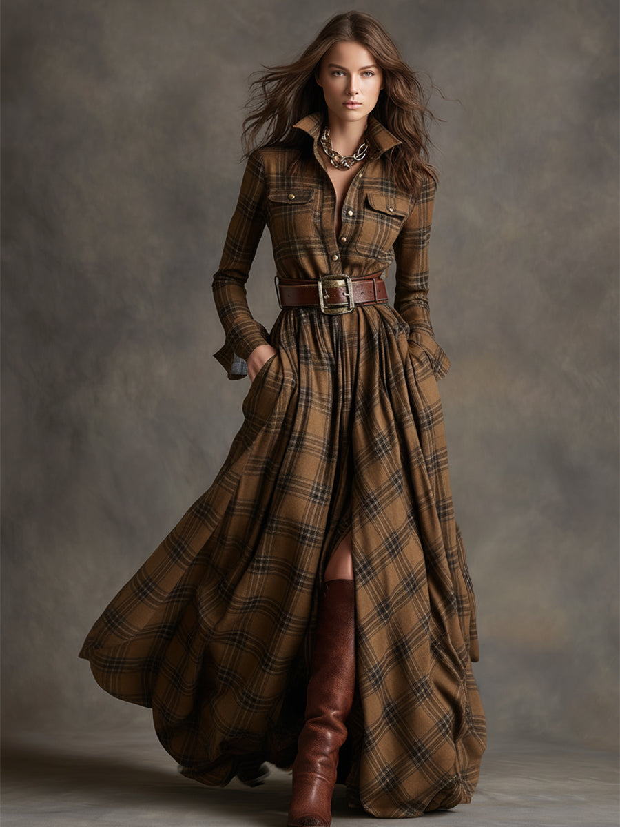 Damen Vintage Abendkleid im Karomuster (9)