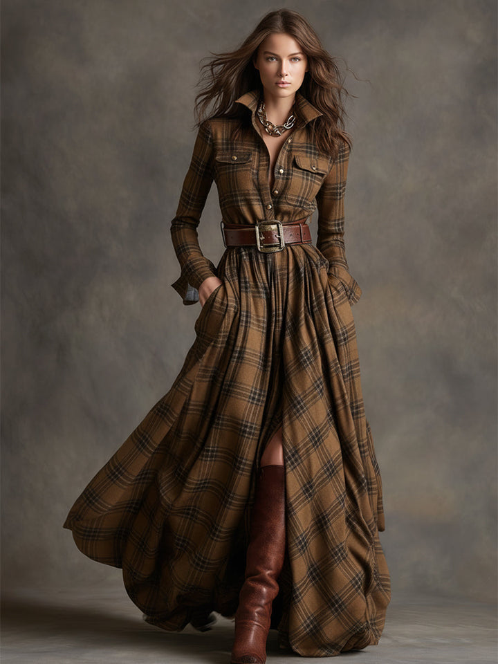 Damen Vintage Abendkleid im Karomuster (9)