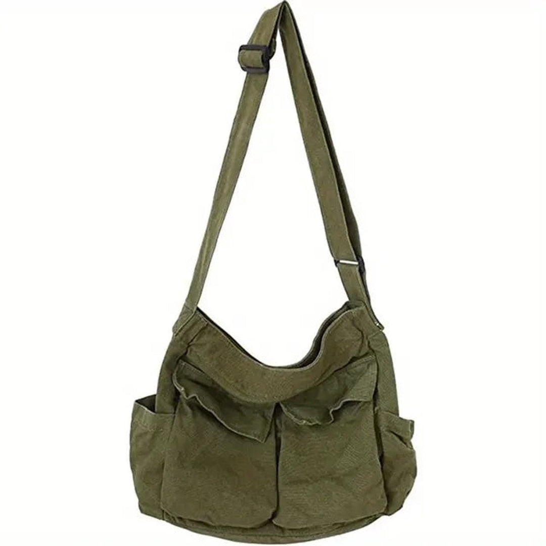 Damen Vintage Canvas Tragetasche zum Umhängen in Army Green